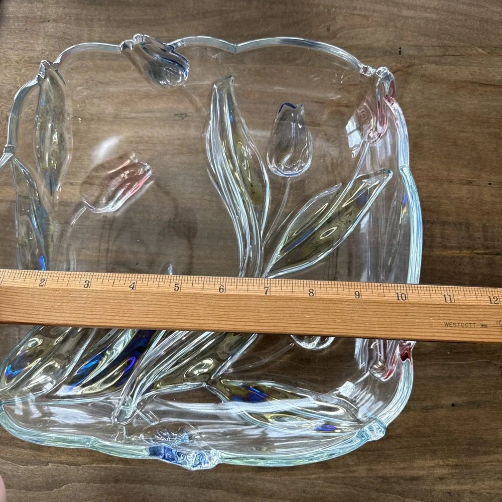 Mikasa Tivoli 3D Tulip Glass Serving Relish Dish 2 Compartments
